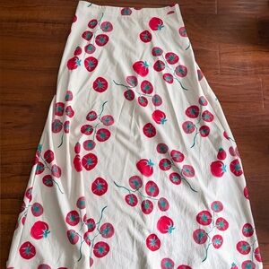 Women’s White Tomato-Print A-Line Skirt